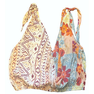 NEW FREE PEOPLE TROPICAL COMBO PRINT TIED TO YOU TANK TOP SHIRT SIZE XS